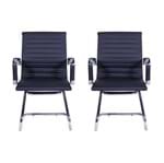 Ficha técnica e caractérísticas do produto Conjunto com 2 Cadeiras de Escritório Esteirinha Charles Eames Pu Fixa Preta