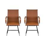 Ficha técnica e caractérísticas do produto Conjunto com 2 Cadeiras de Escritório Esteirinha Charles Eames Pu Fixa Terra