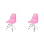 Conjunto com 2 Cadeiras Dkr Eames Polipropileno Base Eiffel Ferro Rosa Inovakasa