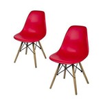 Ficha técnica e caractérísticas do produto Conjunto com 2 Cadeiras Dkr Eames Polipropileno Base Eiffel Madeira Vermelha Inovakasa