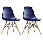 Conjunto com 2 Cadeiras Eames Eiffel Azul Marinho Base Madeira