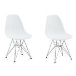 Ficha técnica e caractérísticas do produto Conjunto com 2 Cadeiras Eames Eiffel Branco Base Metal