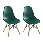 Ficha técnica e caractérísticas do produto Conjunto com 2 Cadeiras Eames Eiffel Verde Escuro Base Madeira