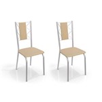 Conjunto com 2 Cadeiras Lisboa Corino Marrom Claro