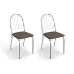 Conjunto com 2 Cadeiras Noruega Corino Cromada e Marrom Escuro
