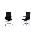 Ficha técnica e caractérísticas do produto Conjunto com 2 Cadeiras Office Esteirinha Charles Eames Pu Alta Preta