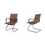 Ficha técnica e caractérísticas do produto Conjunto com 2 Cadeiras Office Esteirinha Charles Eames Pu Fixa Caramelo