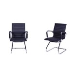 Ficha técnica e caractérísticas do produto Conjunto com 2 Cadeiras Office Esteirinha Charles Eames Pu Fixa Preta