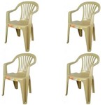 Ficha técnica e caractérísticas do produto Conjunto de 4 Cadeiras Plásticas Poltrona Bege - Antares - BEGE