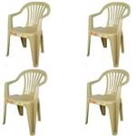 Ficha técnica e caractérísticas do produto Conjunto de 4 Cadeiras Plásticas Poltrona Bege - Antares