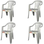 Ficha técnica e caractérísticas do produto Conjunto de 4 Cadeiras Plásticas Poltrona Branca - Antares