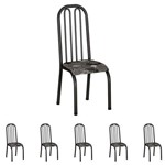 Conjunto de 6 Cadeiras 260/15 Madmelos Craquelado Dark / Folha
