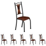 Ficha técnica e caractérísticas do produto Conjunto de 6 Cadeiras 630/26 Madmelos Craquelado - Marrom