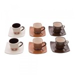 Ficha técnica e caractérísticas do produto Conjunto de 6 Xícaras de Café com Pires Stripes 90ml - Bon Gourmet