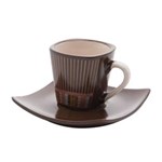 Ficha técnica e caractérísticas do produto Conjunto de 6 Xícaras de Café com Pires Stripes Bon Gourmet - Amarelo