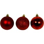 Conjunto de Bolas de Natal Brilho Glitter e Fosca Vermelha 6cm 12 Peças - Orb Christmas