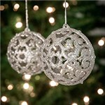 Ficha técnica e caractérísticas do produto Conjunto de Bolas Decoradas Vazadas Prata 6 Peças 6cm - Orb Christmas