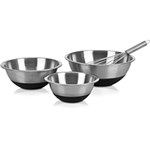 Ficha técnica e caractérísticas do produto Conjunto de Bowls Inox C/ Base em Silicone 3pçs + Fuet Grátis - Importado