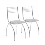 Ficha técnica e caractérísticas do produto Conjunto de 2 Cadeiras 146 Tecil Branco Fantasia Cromado Móveis Carraro