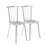 Ficha técnica e caractérísticas do produto Conjunto de 2 Cadeiras 154 Napa Branco Cromado Móveis Carraro - Branco