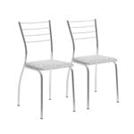 Ficha técnica e caractérísticas do produto Conjunto de 2 Cadeiras 1700 Tecil Fantasia Branco Cromado Móveis Carraro