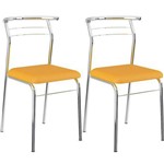 Conjunto de 2 Cadeiras Napa Cromado 1708 – Carraro - Amarelo Ouro