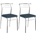 Conjunto de 2 Cadeiras Napa Cromado 1708 – Carraro - Azul Noturno