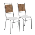 Ficha técnica e caractérísticas do produto Conjunto de Cadeiras 2 Peças Cromado e Branco 1723 Móveis Carraro