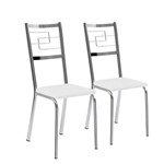 Ficha técnica e caractérísticas do produto Conjunto de Cadeiras 2 Peças Cromado e Branco 1722 Móveis Carraro