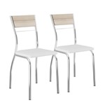 Ficha técnica e caractérísticas do produto Conjunto de Cadeiras 2 Peças Cromado e Branco 1721 Móveis Carraro