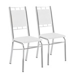 Ficha técnica e caractérísticas do produto Conjunto de Cadeiras 2 Peças Cromado e Branco 1724 Móveis Carraro