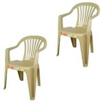 Ficha técnica e caractérísticas do produto Conjunto de 2 Cadeiras Plásticas Poltrona Bege - Antares