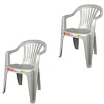 Ficha técnica e caractérísticas do produto Conjunto de 2 Cadeiras Plásticas Poltrona Branca - Antares
