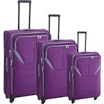 Ficha técnica e caractérísticas do produto Conjunto de Malas 12N043T com 3 Peças P M e G 4 Rodas Roxo Bolso Frontal Swiss Move