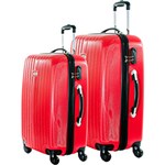 Ficha técnica e caractérísticas do produto Conjunto de Malas 2 Peças (M e G) Vermelha em ABS e Cadeado Embutido - Travel Max