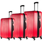 Ficha técnica e caractérísticas do produto Conjunto de Malas 3 Peças (P, M e G) Vermelho em ABS e Cadeado Embutido - Travel Max