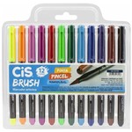 Ficha técnica e caractérísticas do produto Conjunto de Marcador Artístico Brush Pen - 12 Cores - Cis