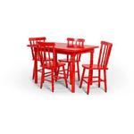 Conjunto de Mesa 110x80 Mônaco com 4 Cadeiras Assento Pequeno - Vermelho - Btb Móveis