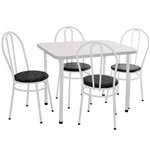 Ficha técnica e caractérísticas do produto Conjunto de Mesa 4 Cadeiras Branco Preto Floral Mobile