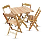 Ficha técnica e caractérísticas do produto Conjunto de Mesa 70x70 Cm com 4 Cadeiras Dobráveis em Madeira Maciça Sem Pintura