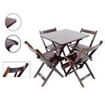 Ficha técnica e caractérísticas do produto Conjunto de Mesa 70x70cm com 4 Cadeiras Dobrável de Madeira - Imbuia
