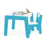 Ficha técnica e caractérísticas do produto Conjunto de Mesa + Cadeira Infantil Azul em Madeira Junges (3638)