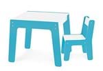 Ficha técnica e caractérísticas do produto Conjunto de Mesa + Cadeira Infantil - Azul Junges Azul