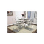Ficha técnica e caractérísticas do produto Conjunto de Mesa com 4 Cadeiras Crome Cromado e Marrom-Linho Kappesberg Marrom Único