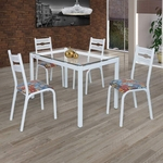 Ficha técnica e caractérísticas do produto Conjunto de Mesa com 4 Cadeiras Luna Clássica Ciplafe Branco