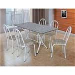 Ficha técnica e caractérísticas do produto Conjunto de Mesa com 6 Cadeiras Bruna 005 Branco e Estampa Rattan