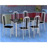 Conjunto de Mesa com 6 Cadeiras Granada Branco e Preto Liso - Fabone