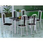 Ficha técnica e caractérísticas do produto Conjunto de Mesa com 6 Cadeiras Granada Branco e Preto Liso VD - Fabone