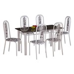 Ficha técnica e caractérísticas do produto Conjunto de Mesa com 6 Cadeiras Granada Branco Liso e Branco Floral