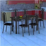 Conjunto de Mesa com 6 Cadeiras Granada Preto Liso GR - Fabone